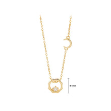 Load image into Gallery viewer, 925 Sterling Silver Plated Gold Fashion Simple Sun and Moon Pendant with Cubic Zirconia and Necklace