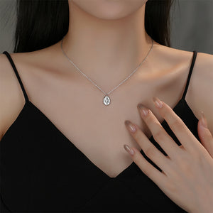 925 Sterling Silver Simple and Fashion Tulip Pattern Water Drop-shaped Pendant with Necklace