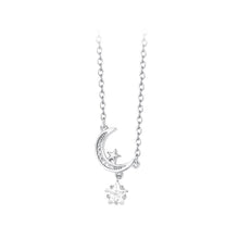 Load image into Gallery viewer, 925 Sterling Silver Fashion Simple Moon Star Pendant with Cubic Zirconia and Necklace