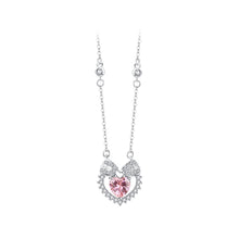 Load image into Gallery viewer, 925 Sterling Silver Fashion Sweet Heart-shaped Pendant with Pink Cubic Zirconia and Necklace