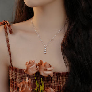 925 Sterling Silver Simple and Fashion Geometric Tassel Pendant with Cubic Zirconia and Necklace