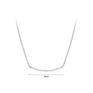 925 Sterling Silver Simple Fashion Smile Geometric Necklace with Cubic Zirconia