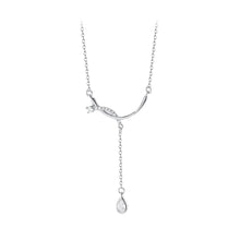 Load image into Gallery viewer, 925 Sterling Silver Fashion Simple Smile Tassel Water Drop-shaped Pendant with Cubic Zirconia and Necklace