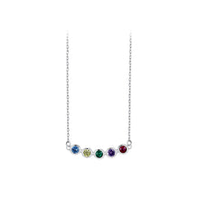 Load image into Gallery viewer, 925 Sterling Silver Fashion Simple Colorful Round Bead Geometric Pendant with Cubic Zirconia and Necklace
