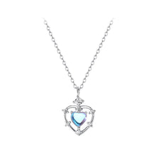 Load image into Gallery viewer, 925 Sterling Silver Fashion and Simple Hollow Heart-shaped Moonstone Pendant with Cubic Zirconia and Necklace
