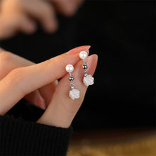 Load image into Gallery viewer, 925 Sterling Silver Fashion and Elegant Rose Imitation Pearl Stud Earrings