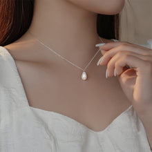 Load image into Gallery viewer, 925 Sterling Silver Simple and Elegant Water Drop-shaped Imitation Pearl Pendant with Necklace