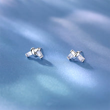 Load image into Gallery viewer, 925 Sterling Silver Simple Sweet Heart Ribbon Stud Earrings with Cubic Zirconia