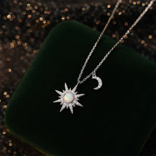 Load image into Gallery viewer, 925 Sterling Silver Fashion Temperament Sun and Moon Pendant with Cubic Zirconia and Necklace