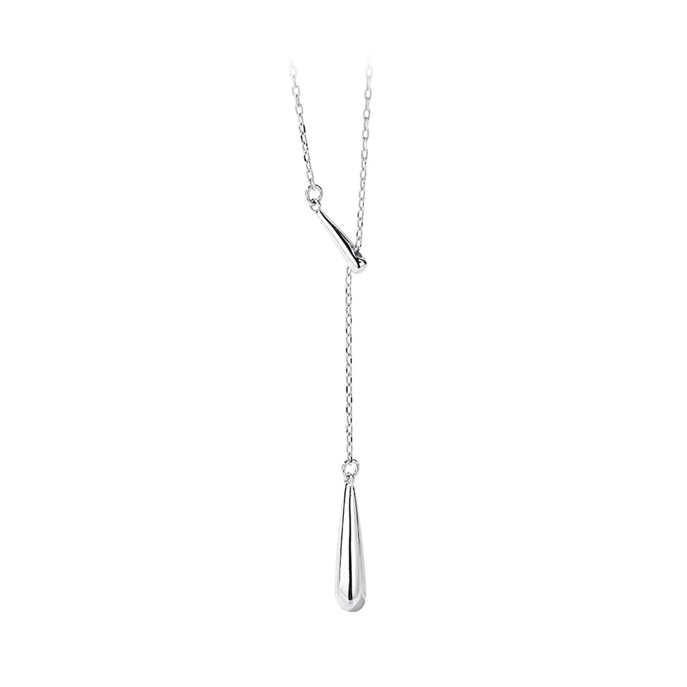 925 Sterling Silver Simple and Fashion Water Drop-shaped Tassel Pendant with Necklace