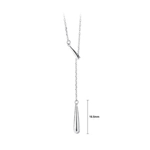925 Sterling Silver Simple and Fashion Water Drop-shaped Tassel Pendant with Necklace
