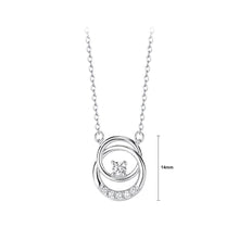 Load image into Gallery viewer, 925 Sterling Silver Fashion Simple Geometric Double Circle Pendant with Cubic Zirconia and Necklace