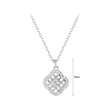 Load image into Gallery viewer, 925 Sterling Silver Simple Temperament Hollow Four-leafed Clover Pendant with Cubic Zirconia and Necklace