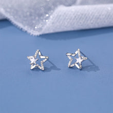 Load image into Gallery viewer, 925 Sterling Silver Fashion Simple Hollow Star Stud Earrings with Cubic Zirconia
