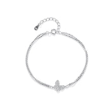 Load image into Gallery viewer, 925 Sterling Silver Fashion Simple Butterfly Double Layer Bracelet with Cubic Zirconia