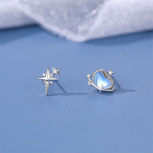 Load image into Gallery viewer, 925 Sterling Silver Fashion Creative Planet Star Moonstone Asymmetrical Stud Earrings with Cubic Zirconia