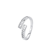 Load image into Gallery viewer, 925 Sterling Silver Simple and Fashion Hollow Alphabet Geometric Adjustable Open Ring with Cubic Zirconia