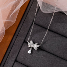 Load image into Gallery viewer, 925 Sterling Silver Sweet Fashion Ribbon Pendant with Cubic Zirconia and Necklace