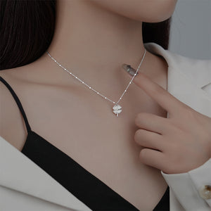 925 Sterling Silver Fashion and Simple Four-leafed Clover Imitation Cats Eye Pendant with Necklace
