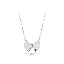 Load image into Gallery viewer, 925 Sterling Silver Fashion Sweet Ribbon Imitation Cats Eye Pendant with Necklace