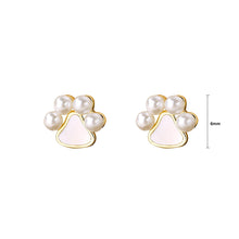 Load image into Gallery viewer, 925 Sterling Silver Plated Gold Cute Simple Cat Claw Imitation Pearl Stud Earrings
