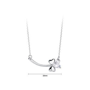 925 Sterling Silver Fashion Simple Three-leafed Clover Pendant with Cubic Zirconia and Necklace