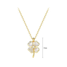 Load image into Gallery viewer, 925 Sterling Silver Plated Gold Fashion and Simple Four-leafed Clover Pendant with Cubic Zirconia and Necklace