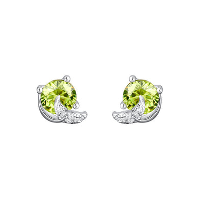 925 Sterling Silver Simple Fashion Mermaid Tail Stud Earrings with Green Cubic Zirconia