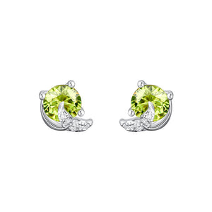 925 Sterling Silver Simple Fashion Mermaid Tail Stud Earrings with Green Cubic Zirconia