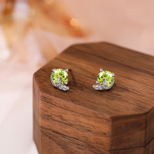 Load image into Gallery viewer, 925 Sterling Silver Simple Fashion Mermaid Tail Stud Earrings with Green Cubic Zirconia