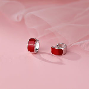 925 Sterling Silver Elegant Temperament Enamel Red Geometric Earrings