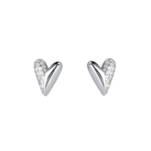 Load image into Gallery viewer, 925 Sterling Silver Simple Cute Heart Shape Stud Earrings with Cubic Zirconia