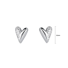 Load image into Gallery viewer, 925 Sterling Silver Simple Cute Heart Shape Stud Earrings with Cubic Zirconia