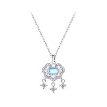 Load image into Gallery viewer, 925 Sterling Silver Fashion Vintage Peace Lock Moonstone Pendant with Cubic Zirconia and Necklace