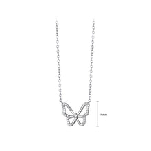 Load image into Gallery viewer, 925 Sterling Silver Fashion Simple Hollow Butterfly Pendant with Cubic Zirconia and Necklace