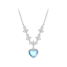 Load image into Gallery viewer, 925 Sterling Silver Fashion and Romantic Heart-shaped Moonstone Pendant with Cubic Zirconia and Necklace