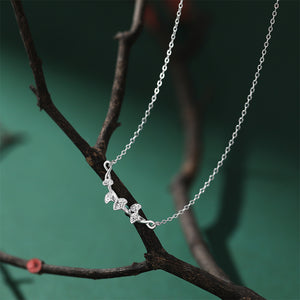 925 Sterling Silver Simple and Fashion Ginkgo Leaf Pendant with Necklace