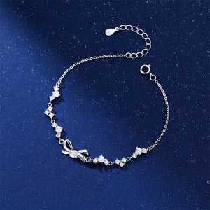 925 Sterling Silver Fashion Simple Ribbon Bracelet with Cubic Zirconia