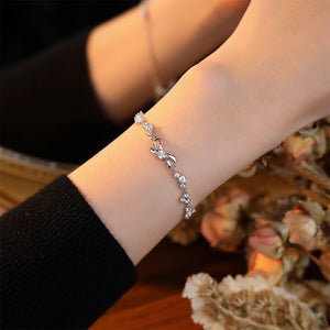 925 Sterling Silver Fashion Simple Ribbon Bracelet with Cubic Zirconia
