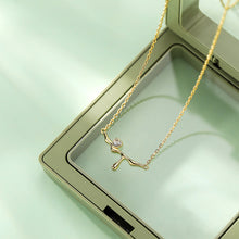 Load image into Gallery viewer, 925 Sterling Silver Plated Gold Fashion and Simple Melting Water Drop Pendant with Cubic Zirconia and Necklace