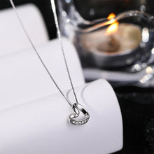 Load image into Gallery viewer, 925 Sterling Silver Simple and Fashion Hollow Heart-shaped Pendant with Cubic Zirconia and Necklace