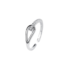 Load image into Gallery viewer, 925 Sterling Silver Simple Personalized Intertwined Geometric Adjustable Open Ring with Cubic Zirconia