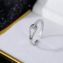 Load image into Gallery viewer, 925 Sterling Silver Simple Personalized Intertwined Geometric Adjustable Open Ring with Cubic Zirconia