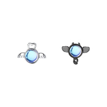 Load image into Gallery viewer, 925 Sterling Silver Fashion Creative Angel Devil Moonstone Asymmetrical Stud Earrings