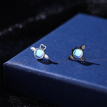 Load image into Gallery viewer, 925 Sterling Silver Fashion Creative Angel Devil Moonstone Asymmetrical Stud Earrings