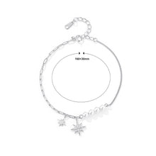 Load image into Gallery viewer, 925 Sterling Silver Fashion and Creative Eight-pointed Star Imitation Pearl Beaded Bracelet with Cubic Zirconia