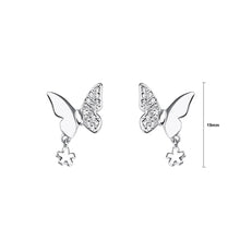 Load image into Gallery viewer, 925 Sterling Silver Simple Cute Ribbon Stud Earrings with Cubic Zirconia