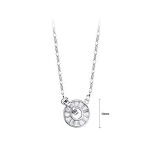 Load image into Gallery viewer, 925 Sterling Silver Fashion Simple Roman Numeral Double Ring Pendant with Cubic Zirconia and Necklace