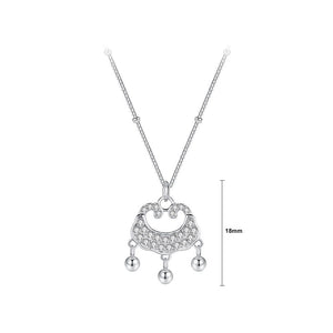 925 Sterling Silver Fashion Vintage Safety Lock Pendant with Cubic Zirconia and Necklace