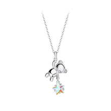 Load image into Gallery viewer, 925 Sterling Silver Fashion Cute Bear Star Pendant with Cubic Zirconia and Necklace